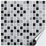FoLIESEN 3D Fliesenaufkleber für Bad, Küche, Badezimmer - Mosaikfliese Grau - Fliesen-Folie selbstklebend - Mosaik Mountain, -:4 Stück