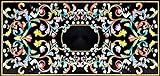 Gifts And Artefacts Pietra Dura Art Esstischplatte für Hoteldekoration, schwarzer Marmor, rechteckige Form, Konferenztisch mit eleganter Optik, 91,4 x 183,9 cm