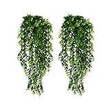 KingYH 2 Stück Künstliche Hängende Pflanzen Künstlich Efeugirlande Lang Grüne Plastikpflanzen für Draussen Innen Äußer Balkon Wand Topf Hochzeit Garten Deko
