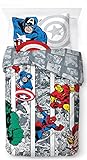 Jay Franco Marvel Comics Comic Cool 100% Baumwolle Kinderbettwäsche-Set 135x200 cm Einzelbettgröße - Bettbezug + Kissenbezug 50x70 cm