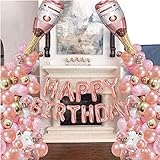 DanLink 87-teiliges Luftballons-Girlande-Set, Bogen-Girlande, Champagnerflaschen, Roségold, mit Buchstaben zum Geburtstag, Dekoration, Party, Geburtstag