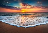 wandmotiv24 Fototapete Meer Strand Sonnenuntergang, XXL 400 x 280 cm - 8 Teile, Fototapeten, Wandbild, Motivtapeten, Vlies-Tapeten, Sand Wasser Himmel Wolken M6744