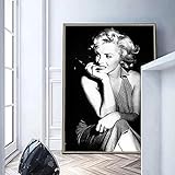 LYHNB Leinwanddruck 40x60cm ohne Rahmen Marilyn Monroe Schwarz und Weiß Vintage Poster Drucke Wandkunst Bild für Wohnzimmer Wohnkultur