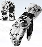 CXW Skihandschuhe Touchscreen Thermohandschuhe Wasserdicht Snowboard Handschuhe für Damen und Herren (Weiß & Grau Graffiti, M)