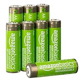 Amazon Basics AA-Batterien mit hoher Kapazität, wiederaufladbar, 2400 mAh, vorgeladen, 8 Stück