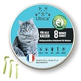 Ubica® Zeckenhalsband für Katzen - Flohhalsband Katze - Zeckenschutz - Flohmittel Katzen - Formel mit ätherischen Ölen (Zitronengras) - 100% WASSERDICHT 3 Zeckenklammern Gratis
