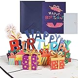 LUBOXIN Geburtstagskarte 3D Pop Up Karte Geburtstag Happy Birthday Karte mit Umschlag, Lustige Geburtstagskarten für Männer, Frau, Kinder, Mama, Papa, Freundin, Kollegen (Happy Birthday)