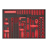 STIER Weichschaumeinlage (Eva) für Steckschlüssel-Satz 179-teilig, leer, für Werkbank und Werkstattwagen, 570 x 400 x 30 mm, mit eingefrästen Schnellfinder-Lab