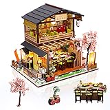 Cuteefun DIY Japanisches Miniatur Lebensmittel Puppenhaus Kit zum BAU Miniatur Haus mit Musik Staubdichten Möbeln und Werkzeugen Selber Bauen Kreative Bastelgeschenkidee (Yoshimotos Sushi-Laden)