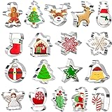 Keapaty 18 Stücke Weihnachten Ausstechformen Set zum Backen – Weihnachtsbaum, Lebkuchenmann, Schneeflocke, Weihnachtsmann und mehr Formen Weihnachts Ausstecher