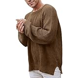 2023 Neujahr S- Solid Neck Lange Pullover Herbst Bluse Ärmel O Winter Cardigan und Herren Pullover Herren Pullover Männer Mantel zur Arbeit an der Winterzeit, braun, Medium