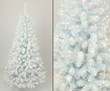 kunstpflanzen-discount.com Weißer Tannenbaum 150cm Georgia mit 96 LED-Lampen montiert und 344 Zweispitzen mit PVC Nadeln