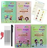 Sank Magic Practice Copy Book, Magic Writing Paste Kindergarten Grooves, Magic Writing Aufkleber Kinder Englisch Wörter Zahlen Zeichnen Copybook Lernen, Wiederverwendete Handschrift Set
