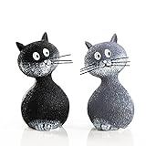 Logbuch-Verlag 2 kleine Katzen Figuren grau + schwarz 9 cm - Tierfiguren zum Hinstellen - Katzenfiguren als Deko Kinderzimmer