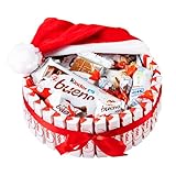 Kinderschokolade Geschenkkorb Süßigkeiten – Weihnachtsgeschenke mit Kinder Schokolade, Schokobons, Kinderriegel, Happy Hippo - XXL Schokolade Präsentkorb und Weihnachtsmü