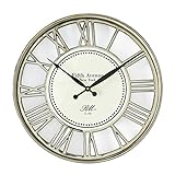 Riviera Maison Uhr Silber, Wanduhr rund, Uhr Wand, küchenuhr - Fifth Avenue Clock - Aluminium gefertigt mit Glas - ?45