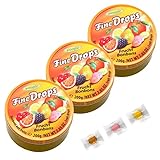 3 x Woogie Frucht-Bonbons 'Fine Drops' in der wiederverschließbaren 200g Dose I Fruchtdrops I + 3 Gratis Gilties Test Drops