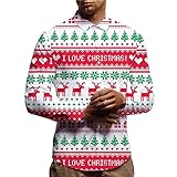 Kangyan Weihnachten Shirts Weihnachten Gedruckt Mode Ärmel Bluse Casual Top Lange Hemden Herbst Herren Winter Männer Hemden, A2-weiß, XXXL