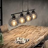 ZMH Pendelleuchte Esstisch Hängelampe Vintage - Schwarz Hängeleuchte Industrial Design Retro Esstischlampe E27 Metall 4 Flammig Esszimmerlampe für Esszimmer Küche Wohnzimmer Arb