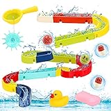 Sotodik Badespielzeug Set 38 Stück Kinder Rennbahn Badewannen Spielzeug mit Saugnäpfen DIY Wasserspielzeug Geschenke für Mädchen und Jungen