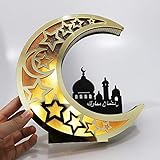 FYZ Eid Mubarak Ramadan Licht, Holz Mondform Nachtlicht Ornamente Muslimisches Tischlicht Handwerk Desktop Dekoration Für Festival Home Party