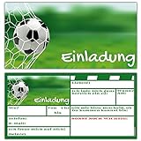 BREITENWERK 12-er Karten-Set Fussball EINLADUNGEN zum Kindergeburtstag oder Fußball-Party - Einladungskarten für Jungen Mädchen und Erwachsene