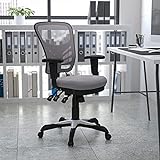 Flash Furniture Bürostuhl mit mittelhoher Rückenlehne – Ergonomischer Schreibtischstuhl mit verstellbaren Armlehnen und Netzstoff – Perfekt für Home Office oder Büro – Grau