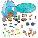 Kinder-Camping-Set mit Zelt, 38-teiliges Kinder-Camping-Set Spielzelt mit Lagerfeuer Picknick-Geschirr Essenskoch-Set Outdoor-Spielset für Jungen Mädchen