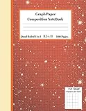 Graph Composition Notebook 4 Squares per inch 4x4 Quad Ruled 4 to 1 / 8.5 x 11 100 Sheets: Cute Red Cover Beige stripe Gift Notepad/Grid Squared ... Students Programmers note taking and formulas
