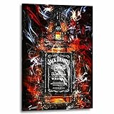 Kunstgestalten24 Leinwandbild Jack Daniels Whiskey Abstrakt Color Style Wand Bilder Kunst Druck Raum Dekoration Bar Lounge, Größe: 60x40cm mit 2cm Rahmen