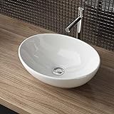 Waschbecken24 Waschbecken 41 x 33 x 14cm Weiß kleine Oval Aufsatzwaschbecken Waschschale Handwaschbecken Gäste WC A99
