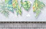 Fototapete 3d Effekt Tapeten Aquarell-Blatt-Mauer Tapete Wandtapete Wand Dekoration Schlafzimmer Wohnzimmer Wandbilder Wallpaper Wanddeko 200x140cm