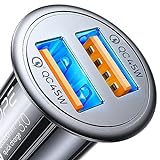 AINOPE USB Zigarettenanzünder Adapter, [Dual QC3.0 Port] 36W/6A Ladegerät für Auto Mini Metal Legierung KFZ USB Ladegerät Schnellladung Kompatibel mit iPhone 12/11/XS/XR, Note 9/Galaxy S10/S9, iPad