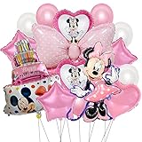 Minnie Ballon Mickey Luftballons Kindergeburtstag Geburtstag Folienballon Ballon Helium Luftballons Dekoration Set Thema Party Dekorationen Heliumballon für Mädchen 15PCS（Rosa）