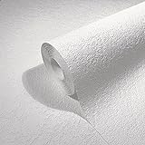 marburg Tapete Weiß Strukturtapete Putzoptik für Wohnzimmer Schlafzimmer Made in Germany 10,05 x 0,53m