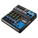 KIOPOWQ 5 Kanal Mini Audio DJ Mixer USB Bluetooth Mischkonsole Live Studio Audio Verstärker DJ Mischer Mischpult 5W