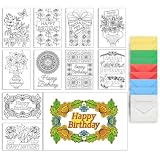 AHANDMAKER 10 Geburtstags-Grußkarten Zum Ausmalen, Grußkarten-Malset „Happy Birthday“, Gruß- Und Dankeskarten Ausmalen, 10 Karte In 5 Farben, 10 Umschläge Im Lieferumfang Enthalten (8x6 Zoll)