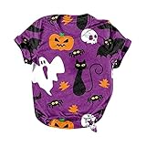 Damen Bluse Top Halloween-Druck Übergröße O-Ausschnitt T-Shirts Kurzarm Grafik T-Shirt Tops Kurzarm Shirts Damen Karierte Bluse Damen