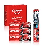 Colgate Charcoal Whitening Set mit Colgate Max White Charcoal Zahnpasta 3 x 75 ml und Colgate 360° Deep Clean Charcoal Whitening Zahnbürste