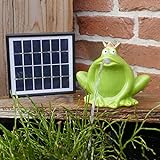 Storm's Gartenzaubereien Wasserspeier Froschkönig - grün aus Keramik mit Solarpumpe für Miniteich