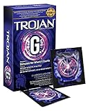 Trojan G Spot Kondome, gerippt und aus hochwertigem Latex, mit seidenweichem Gleitgel – 10er-Pack