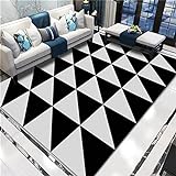 Teppich Wohnzimmer Schwarzer Teppich, Dreiecksmuster, hochwertiger, atmungsaktiver Anti-Ermüdungs-Hausdekor-Teppich Teppich Fell ,Schwarz,200x230cm