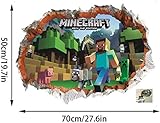 GTRB Wandsticker Minecraft Cartoon Game 3D Wandaufkleber Für Kinderzimmer Wandbild Poster Wohnkultur Wandtattoo Poster Platz Welt 70 * 50 Cm