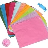 Seidenpapier 100 Blatt A4, 10 Farben Bastelpapier zum Kreieren von Pompoms, Papierblumen, Tischdeko, Dass in Geschenktüten Gestopft Wird
