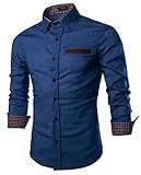COOFANDY Jeanshemden Herren Regular fit Denim Shirt Langarmhemd Cowboy-Style Freizeit Hemden (S, 56-SkyBlue)