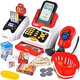 Victostar Supermarktkasse mit Scanner, Registrierkasse Spielzeug mit Sound und Licht für Kinder Supermarkt Kassenstation