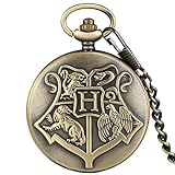 Taschenuhr, Vintage Big 'H' Harry Potter Taschenuhr Quarz mit Anhänger Halskette uhrkette für taschenuhr, Geschenk für Männer
