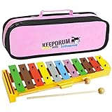Sonor GS Glockenspiel Klangspielzeug Musikinstrument für Kinder Xylophon bunt 11 Töne, von c3 bis f4 + keepdrum Tasche Pink