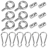 Adiwo Stopper für Kederschiene,6 Stück Edelstahl Kederstopper 6mm mit 6 Stück Karabiner Vorzelt Stopper Kederstopper Vorzelt Stopper Haken Kederleiste für Kederschiene Wohnwagen Wohnmobi Camp