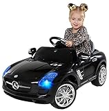 Actionbikes Motors Kinder Elektroauto Mercedes Benz AMG SLS - Lizenziert - Rc 2,4 Ghz Fernbedienung - Led - Mp3 - Soundmodul - Elektro Auto für Kinder ab 3 Jahre - Kinderauto Spielzeug (Schwarz)